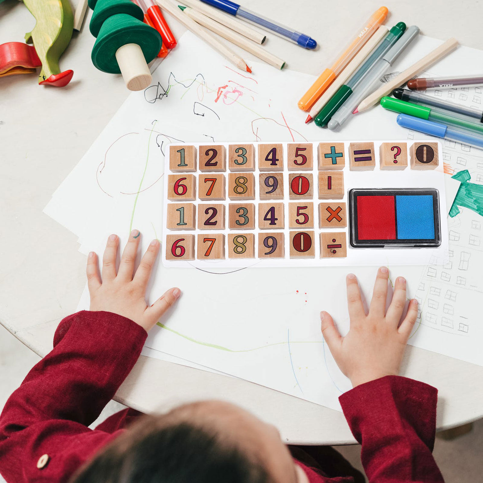 Kids Education Number - 1세트 나무 숫자 스탬프, 창의적인 학습용